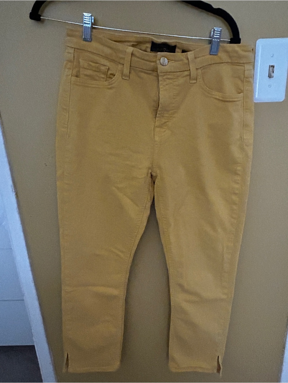 7 For All Mankind Mustard Yellow Cropped Slim Jeans